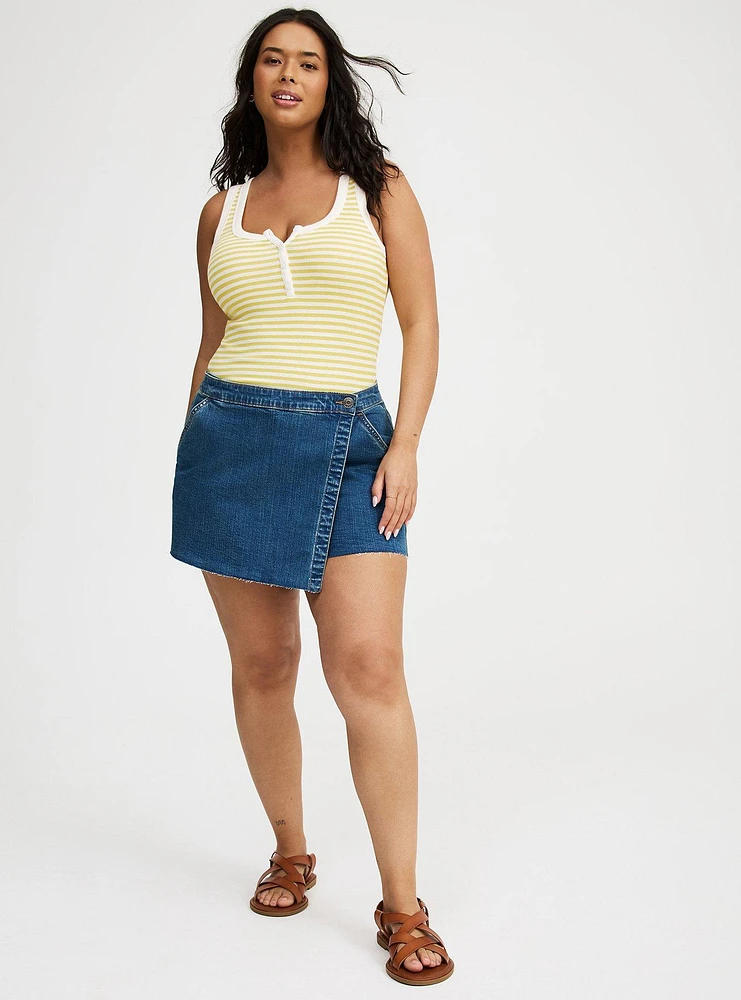 Mid-Rise Denim Skort