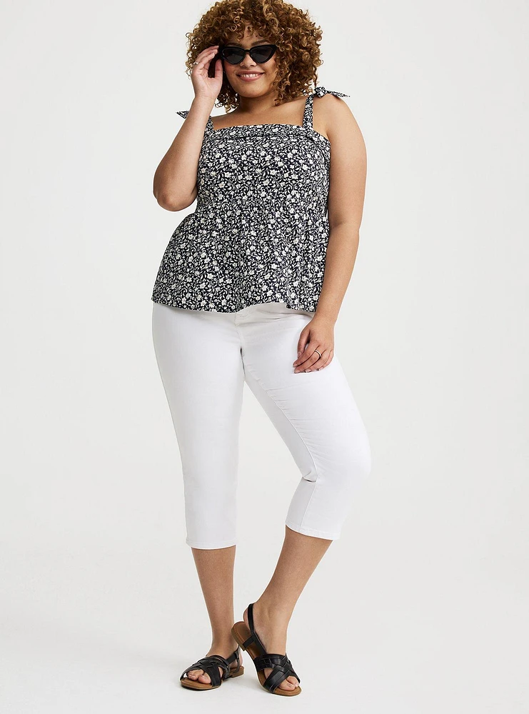 Poplin Peplum Tie Strap Top
