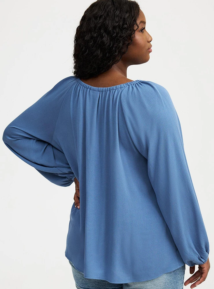Crinkle Gauze Relaxed Popover Blouse