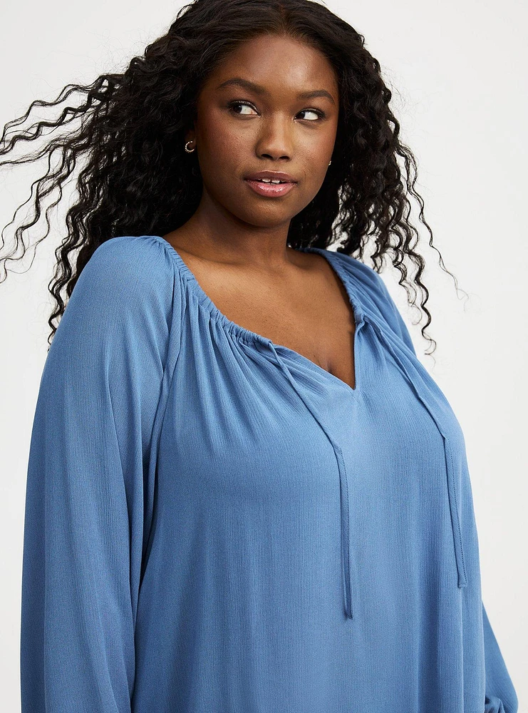 Crinkle Gauze Relaxed Popover Blouse