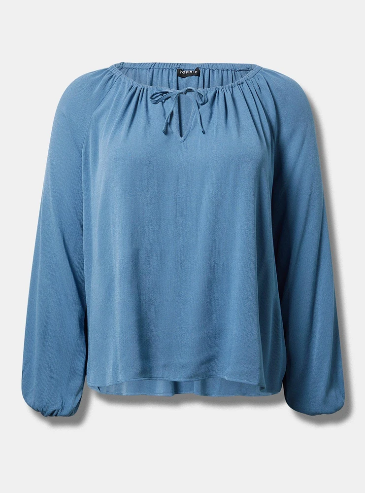 Crinkle Gauze Relaxed Popover Blouse
