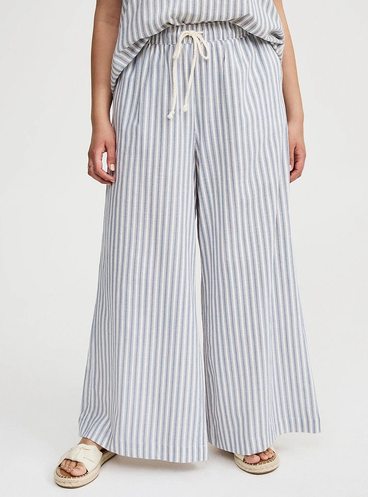 Wide-Leg High-Rise Cotton Pant