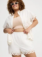 Embroidered Beach Linen Short