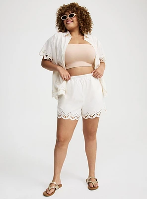 Embroidered Beach Linen Short