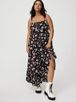 Washable Challis Smocked Maxi Dress