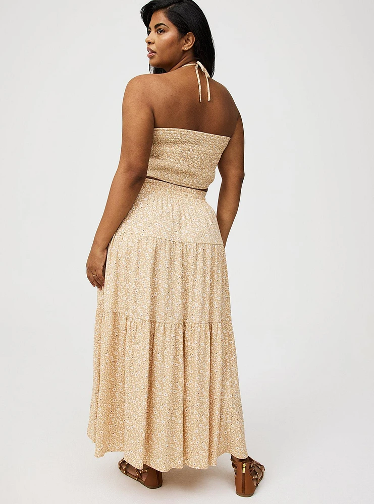 Smocked Crop Top And Maxi Skirt Set