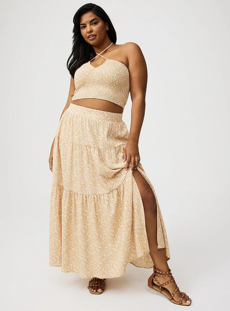 Smocked Crop Top And Maxi Skirt Set