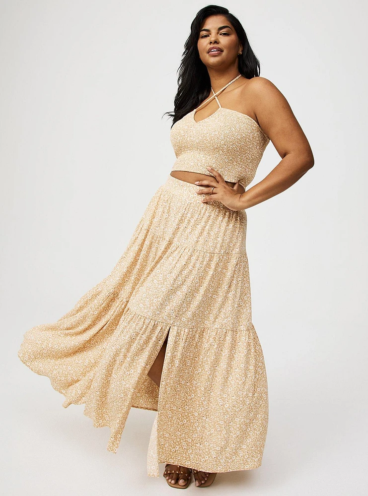 Smocked Crop Top And Maxi Skirt Set