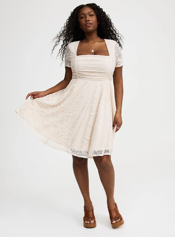 Mini Lace Ruched Dress