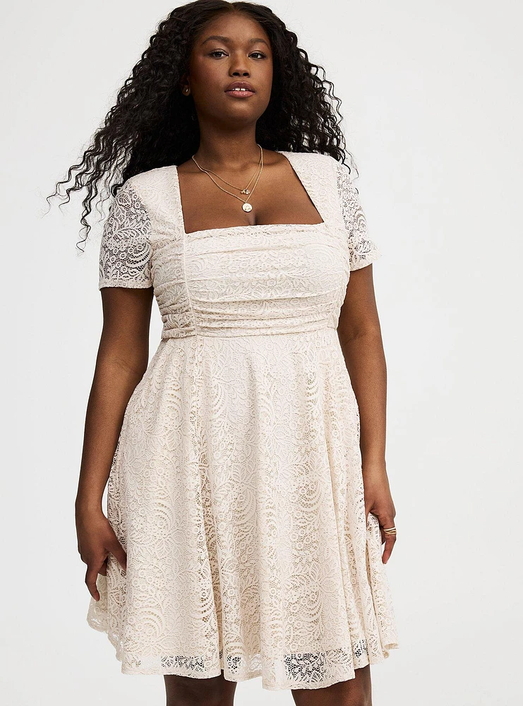 Mini Lace Ruched Dress