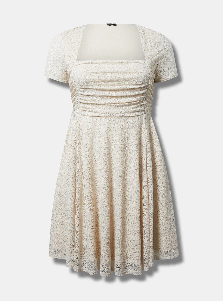 Mini Lace Ruched Dress