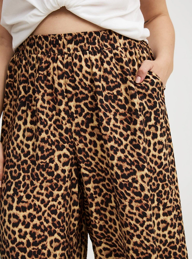 Wide-Leg High-Rise Crinkle Rayon Pant