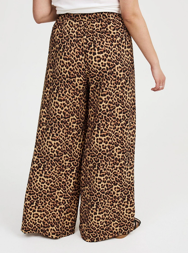 Wide-Leg High-Rise Crinkle Rayon Pant