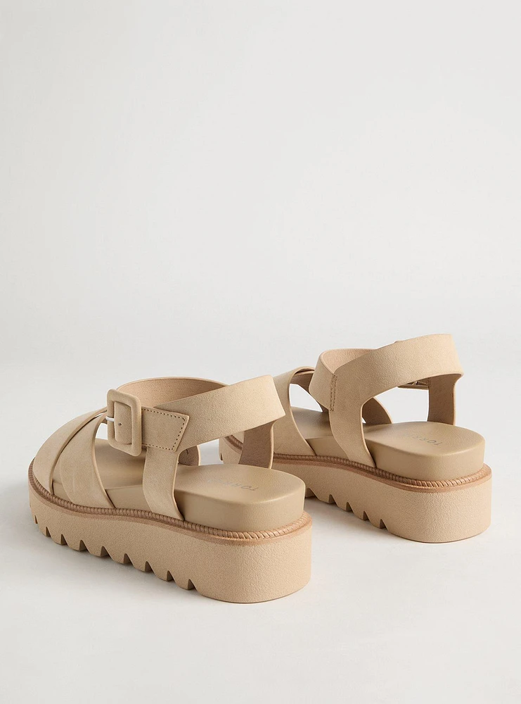 Dual Cross Strap Flatform Sandal (WW