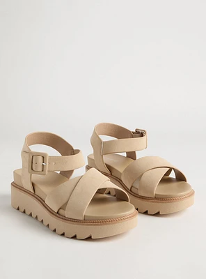 Dual Cross Strap Flatform Sandal (WW
