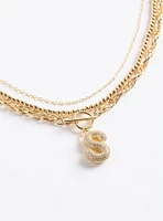 Pave Puffed Initial Necklace