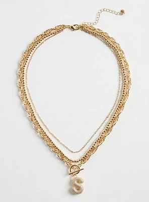 Pave Puffed Initial Necklace