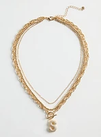 Pave Puffed Initial Necklace