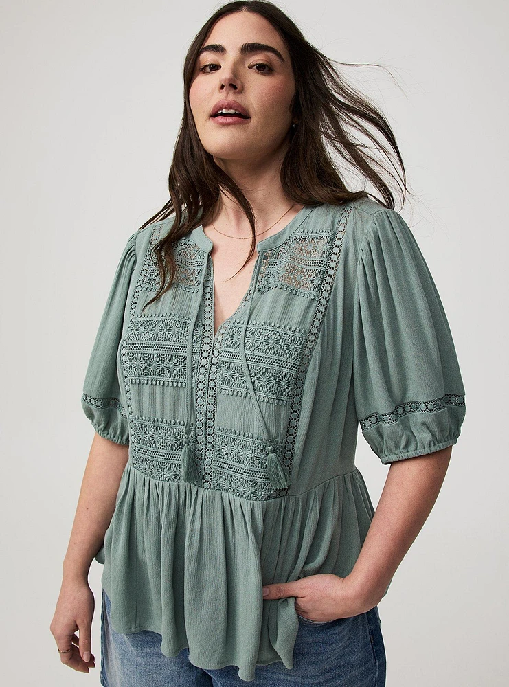 Crinkle Gauze Boho Top