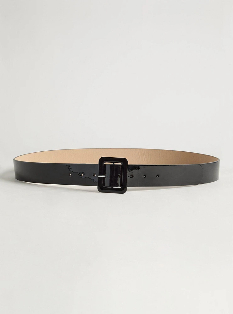 Patent Square Denim Belt