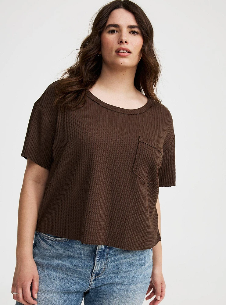 Cropped Waffle Pocket Crew Tee