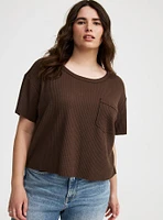 Cropped Waffle Pocket Crew Tee
