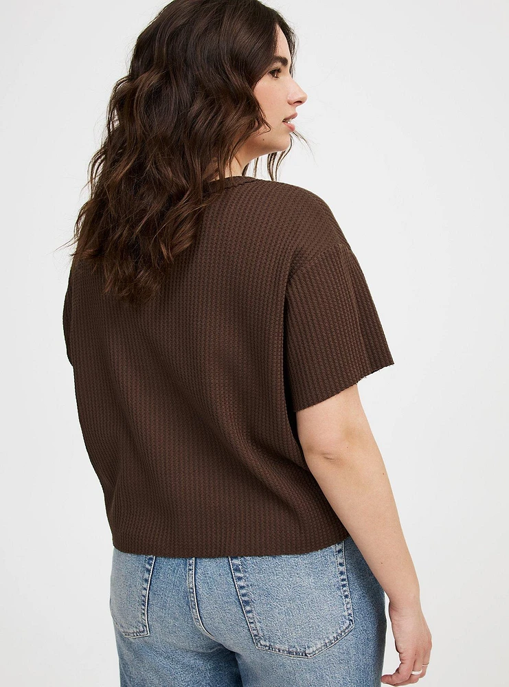 Cropped Waffle Pocket Crew Tee