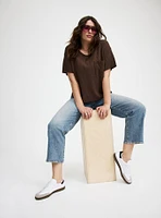 Cropped Waffle Pocket Crew Tee