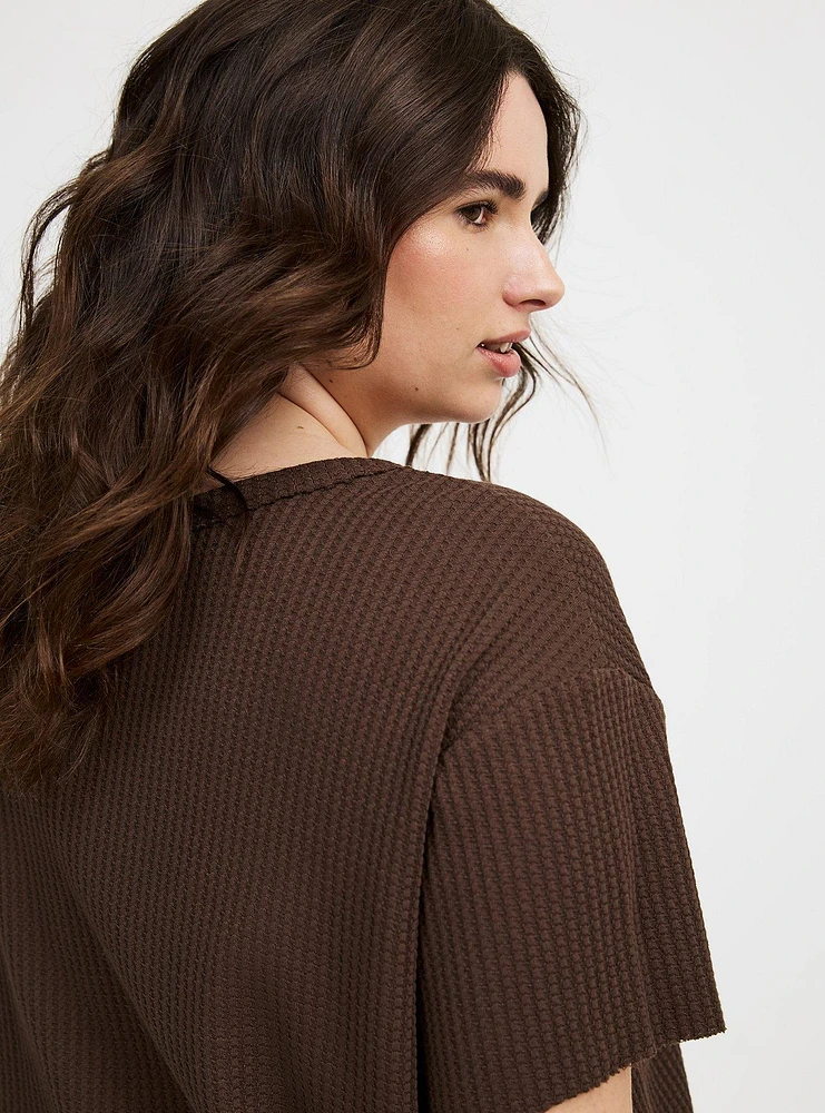 Cropped Waffle Pocket Crew Tee