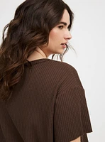 Cropped Waffle Pocket Crew Tee