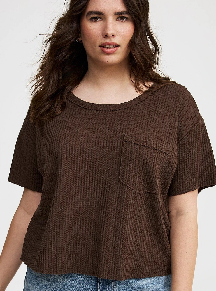Cropped Waffle Pocket Crew Tee