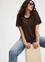 Cropped Waffle Pocket Crew Tee