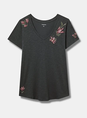 Flowers Classic Vintage Slub V-Neck Tee