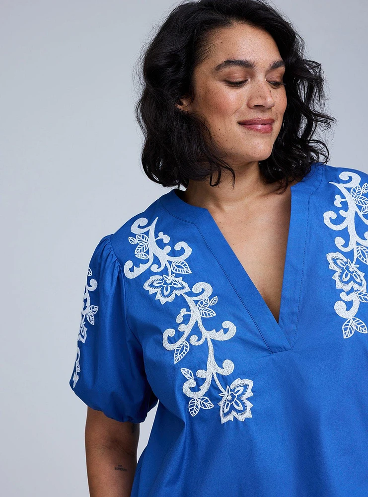 Belle Isle Embroidered Puff Sleeve Top