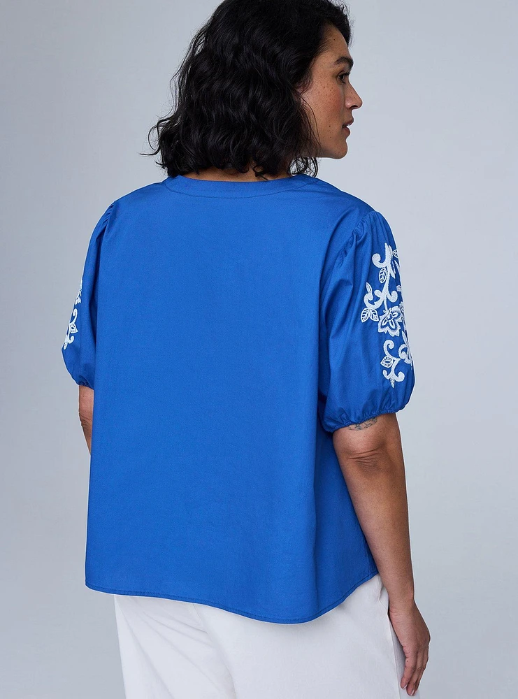 Belle Isle Embroidered Puff Sleeve Top