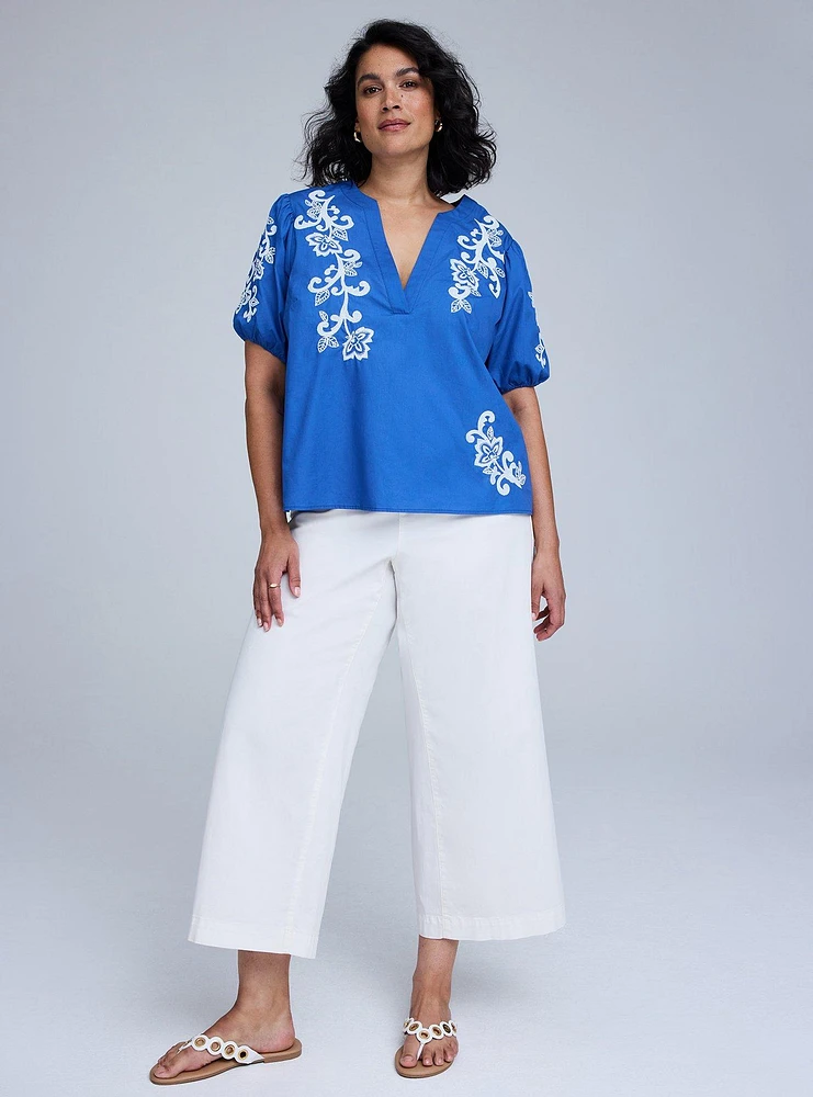 Belle Isle Embroidered Puff Sleeve Top