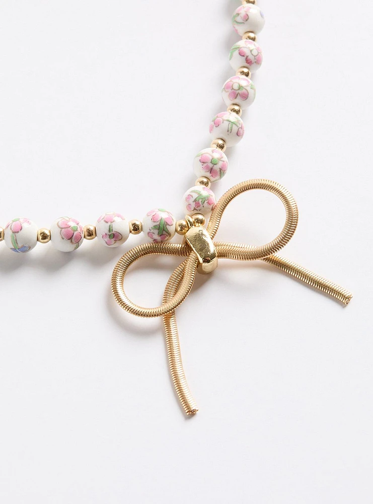 Beaded Bow Necklace