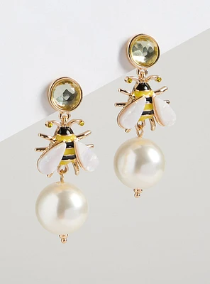 Spring Bee Pearl Earrings