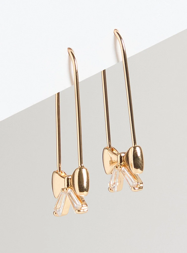 Bow Safety Pin Earrings