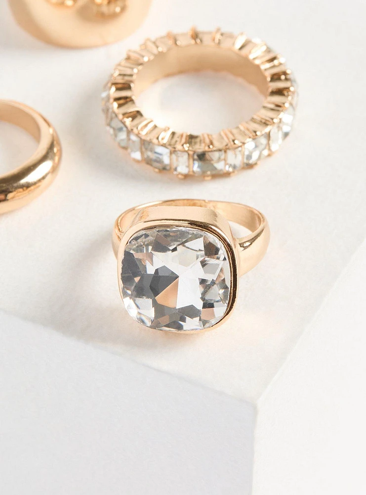 Stone & Pave Ring Set