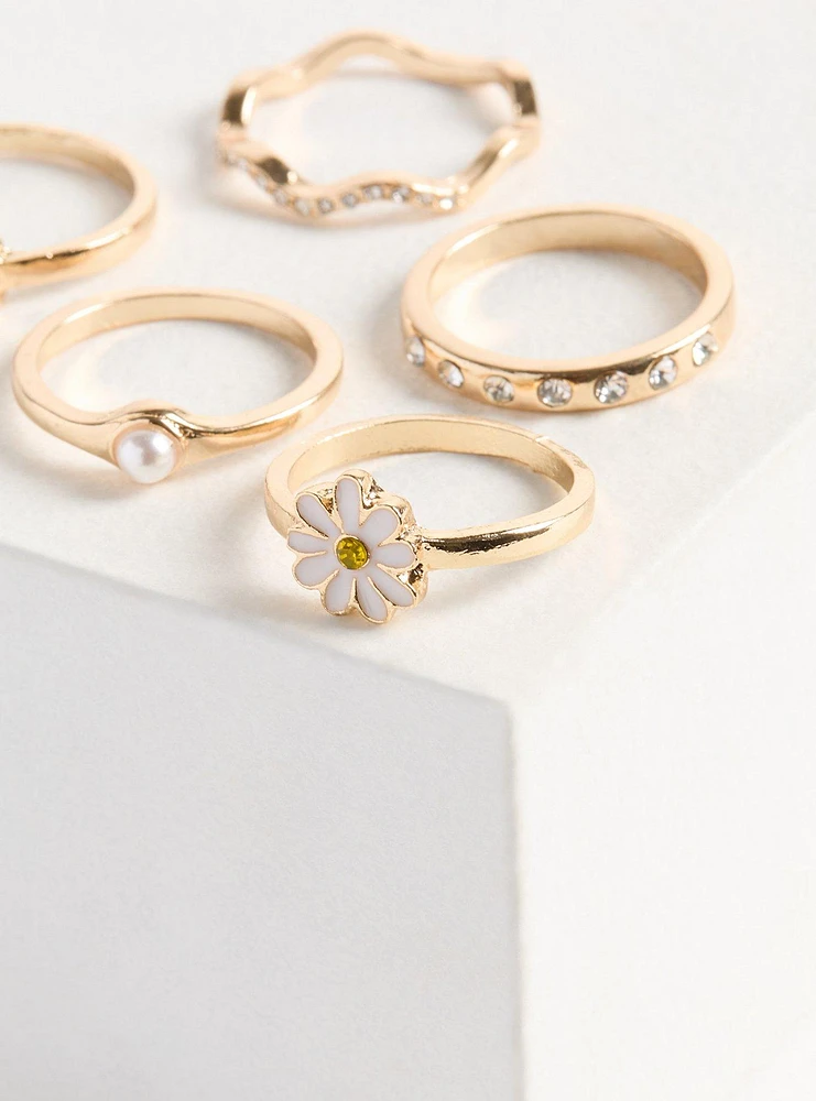 Floral Stacking Ring Set