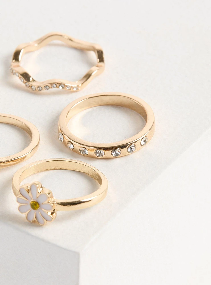 Floral Stacking Ring Set