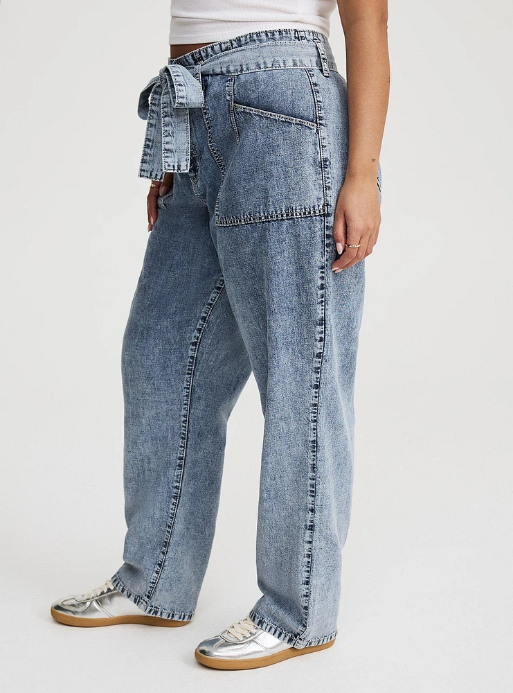 Baggy High-Rise Tie-Belt Jean