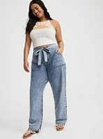 Baggy High-Rise Tie-Belt Jean