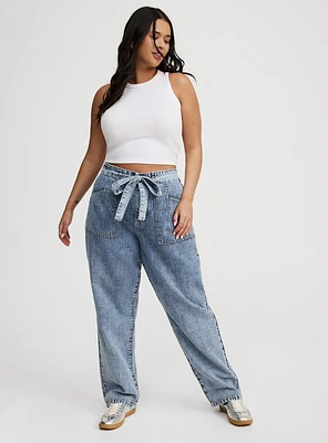 Baggy High-Rise Tie-Belt Jean