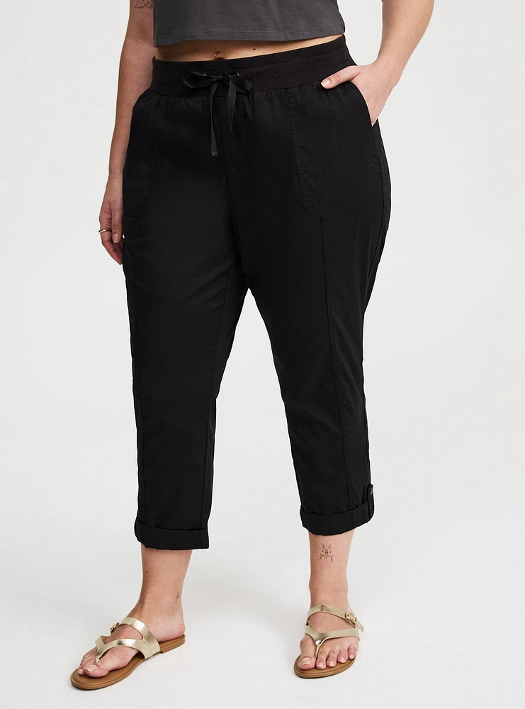 Pull-On Convertible Poplin Crop Pant
