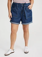 Baggy High-Rise Tie-Belt Short