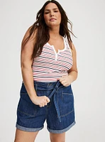 Baggy High-Rise Tie-Belt Short
