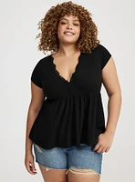 Lace Trim Babydoll Top