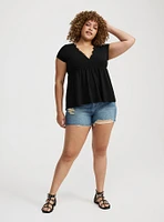 Lace Trim Babydoll Top